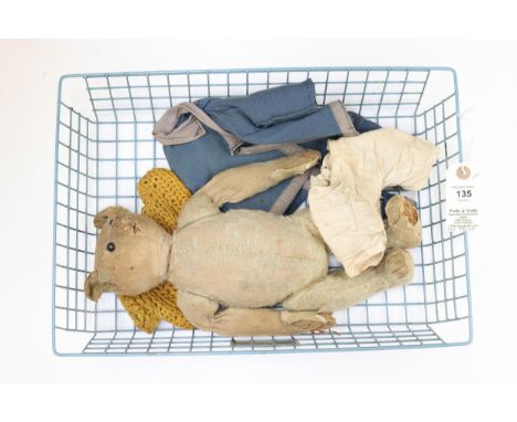 A scarce and very old "Steiff " Teddy bear, unfortunatly it is in poor condition, but retains all its limbs and a distinctive