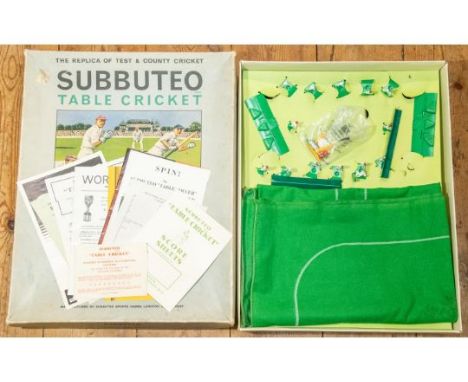 Subbuteo table Cricket. Club edition, Comes with OO scale players figures, stumps, Balls etc. Also has baize playing surface.