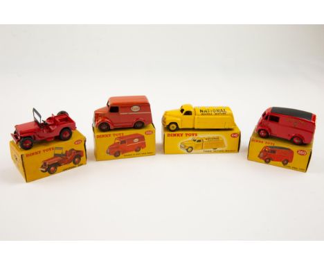 3 Dinky Toys. Royal Mail Van (260), in red with black roof. A Studebaker Tanker 'NATIONAL BENZOLE' (443) in yellow. Plus a Tr