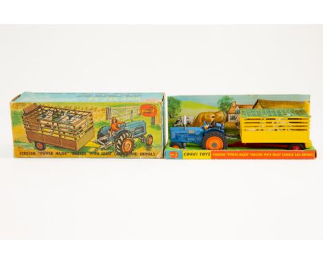 Corgi toys gift set 33, Fordson "power major" tractor with beast carrier and animals. Boxed with original inner display tray,