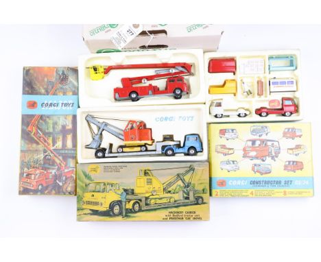 3 Corgi toys. Includes gift set No.27 machinery carrier with Bedford tractor unit and Priestman "cub" shovel, No.1127 Simon S