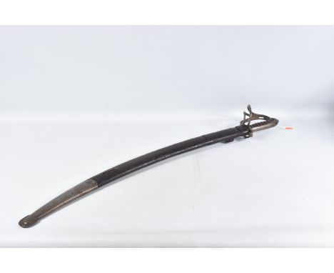 AN EDWARDIAN CURVED SWORD MADE BY E THURKLE OF SOHO LONDON, the blade features the makers name on one side and an ER monogram