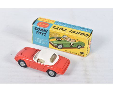 A BOXED CORGI TOYS LOTUS ELAN S2 HARDTOP COUPE MODEL VEHICLE, No.319, red body with white hardtop and cream interior, in very