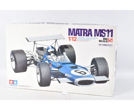 A BOXED UNBUILT TAMIYA MATRA MS11 F-1 BIG SCALE MODEL SERIES NO.5 1:12 MODEL RACE CAR, numbered 12005 7000, featuring a numbe