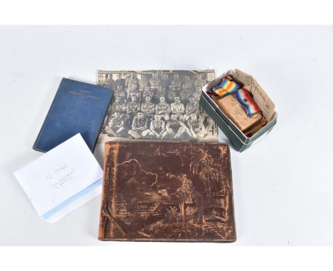AN INTERESTING FAMILY GROUP OF WWI AND WWII MEDALS AND PHOTOGRAPHS, the medals consist of a 1914 mons trio and a boxed set of