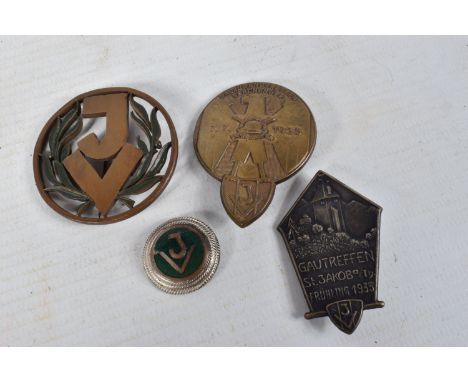 A COLLECTION OF FOUR JUNGVOLK CHRISTIAN SOCIALIST PARTY BADGES, the Jung volk was the junior movement of the Christian Social