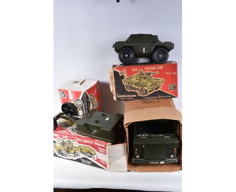 A QUANTITY OF BOXED AND UNBOXED CHERILEA PLASTIC MILITARY VEHICLES, c.1970's Action Man sized vehicles to include, boxed Fode