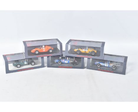 FIVE BOXED SPARK MODELS MINIMAX 1960'S RACECARS, to included a Jackie Stewart Matra MS10 Winner South African GP 1969 model, 