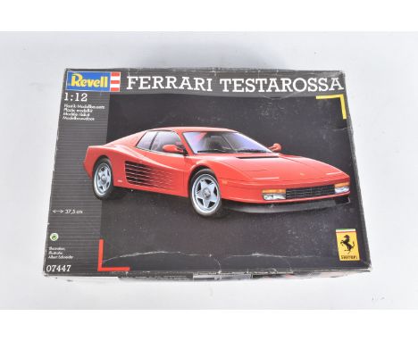 A BOXED REVELL 1:12 SCALE  FERRARI TESTAROSSA UNBUILT MODEL VEHICLE, numbered 07447, contents unchecked, includes parts uncli