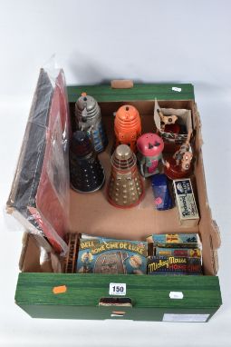 A QUANTITY OF ASSORTED TOYS, to include unboxed Marx battery operated and friction drive plastic Daleks, together with two la