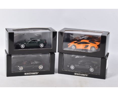 FOUR BOXED PAUL'S MODEL ART MINICHAMPS MODELS, to include a McLaren 675LT in McLaren Orange, 1 of 200pcs, numbered 537 154421