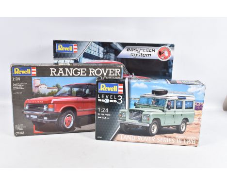 THREE BOXED REVELL UNBUILT MODEL VEHICLES, the first is a 1:16 scale, Porche 356 B Coupe' model, numbered 07679, contents unc