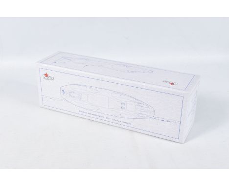 A BOXED BIZARRE BLUEBIRD DONALD CAMPBELL 1963 LAKE EYRE AUSTRALIA 1:43 MODEL VEHICLE, numbered B1075, painted blue, has flags