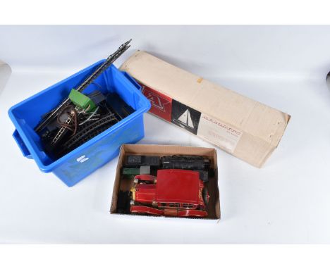 AN UNBOXED BATTERY OPERATED TINPLATE VINTAGE CAR, not tested, no makers marking, lithographed red tinplate body with white st