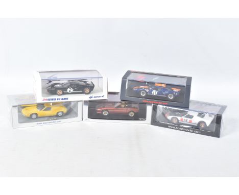 FIVE BOXED SPARK MODELS MINIMAX VEHICLES, to include an Ickx and Thompson Ford GT40 6th Daytona 24H 1967, numbered S4541, in 