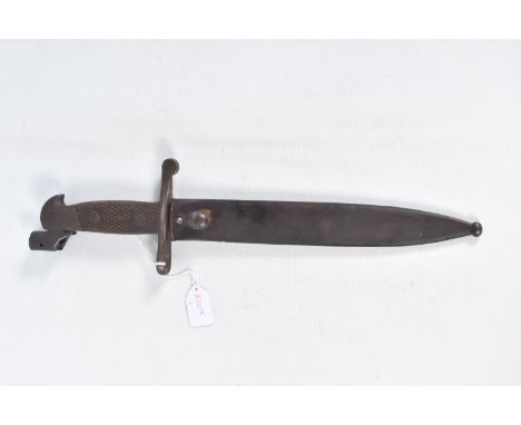 A SPANISH MAUSER BAYONET, this has a bolo blade and it has a faint Toledo stamp on it and the other side has got ?882 and a l