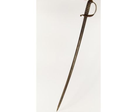 A Victorian British Army officers dress sword, with slightly curved fullered blade  with etched decoration and signed Cater's