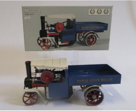 A Mamod Steam Wagon SW1, 15" .long, boxed, with accessories and fuel tablets.  This item has only been steamed up a very few 