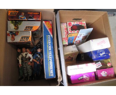 A quantity of Action Man figures including four boxed, and nine Barbie and other figures, boxed (Est. plus 21% premium inc. V