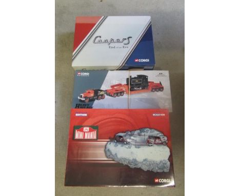A Corgi CC99196 Mini Mania Winter Mini Rally Set Diorama, a Cooper S CC99109 Set with three vehicles and diorama, and 31007 H