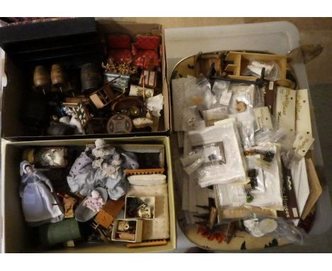 A quantity of doll's house furnishings, late 20th century, comprising furniture, equipment and architectural fittings, in woo