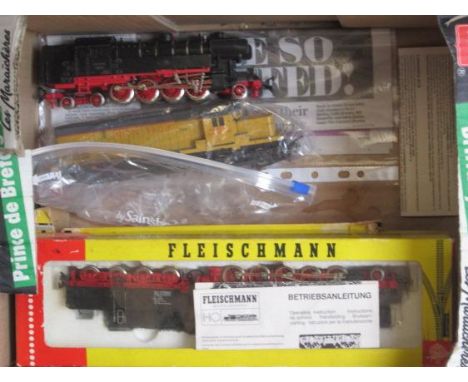 Four HO scale locomotives comprising Fleishmann 4175 2-10-0 Class 50, 2-8-4 Class 65 Tank,. S.N.C.F. BB120 and Lima Union Pac