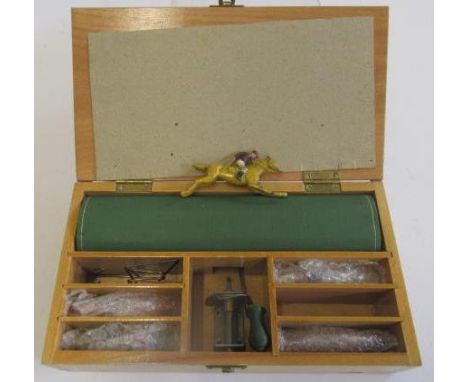 A Chad Valley presentation Escalado Set with five diecast horses and jockeys, in beechwood box (Est. plus 21% premium inc. VA