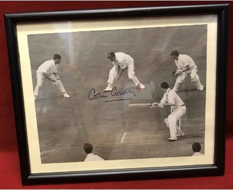 Colin Cowdrey taking a catch at first slip for England - 9" x 7" autographed by Colin Cowdrey signature