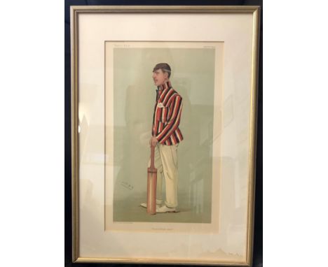 Vanity Fair Lithograph Lord Dalmeny 1904 Men of the Day No. 931 #1186 Cricket Framed and Glazed. Buyer collects.