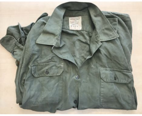 British 1960's Battle Dress Surge Shirts (2) and a German Issue 1980's Military shirt. All in good condition. 