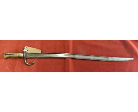 French Chassepot M1866 Yangatan Bayonet made 1871 at St Etienne, stamped 'X 48821' on the hilt. In clean condition missing it