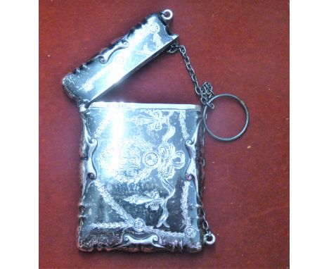 An attractive Ladies Silver Card Case, Hallmarked Chester 1910 'K', good quality item with beautiful engraving on the obverse