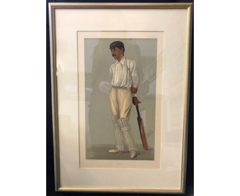 Vanity Fair Spy Lithograph of Ranji #1169 Cricket 1897 original print Princes No 19. Framed and glazed. Buyer collects