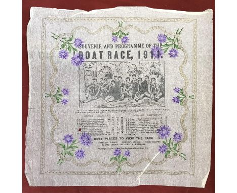 Souvenir and Programme of the Boat Race 1911. A fantastic piece of ephemera on sugar paper showing the programme, beautifully