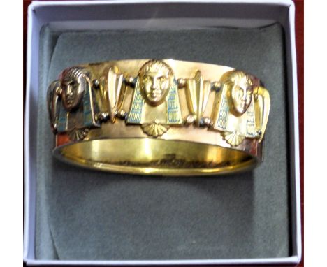 A Gold and enamel unhallmarked Tutankhamen bracelet