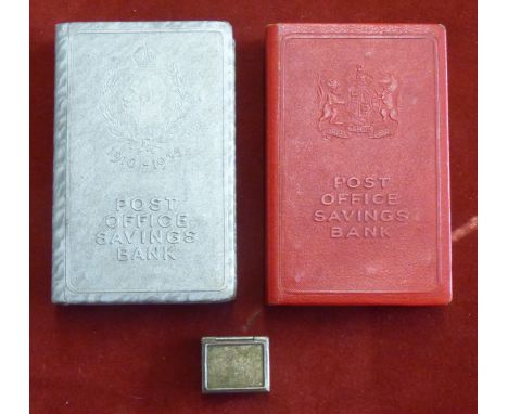 Post Office Savings Bank money boxes (2), one for King George V silver Jubilee 1910-1935 with a silvered effect and the other