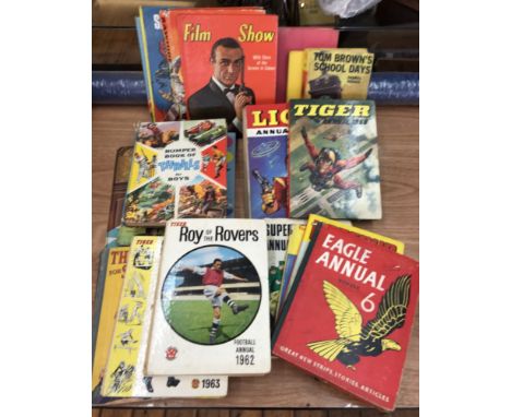 Children's vintage book collection - 1930-1970's including: Best Book for School Boys 1932, Tiger Roy of the Rovers 1961, 62,