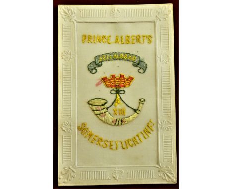 Postcards WWI silk postcard Prince Albert's Somerset light infantry, clean card 