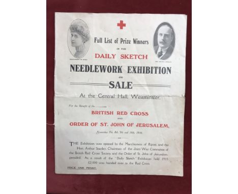 Daily Sketch WWI Full list of Prize winner in the Daily Sketch Needlework Exhibition and Sale at the central hall, Westminste