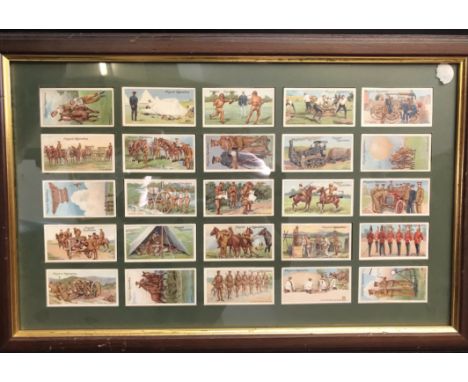 A framed set of Players Army Life Cigarettes cards, some damage to the frame. 25 cards. Buyer collects