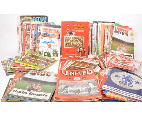 A collection of late 20th century football programmes, majority being Manchester United, with other examples including Arsena