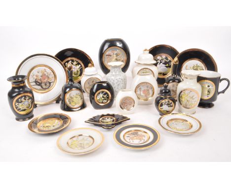 A collection of 20th century Japanese Chokin ornaments, including vases, lidded pots, bells and plates. Featuring 24K gold ed