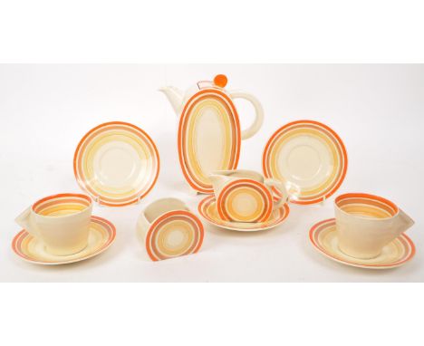 Clarice Cliff - Bizarre - A collection of mid century ceramic part tea service pieces, in the orange and yellow hand painted 