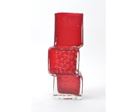  A vintage 20th century studio art glass ' drunken bricklayer ' vase in the manner of Whitefriars by Geoffrey Baxter having t