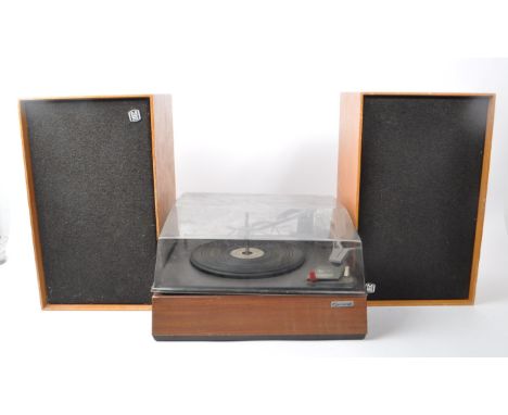 Mordaunt Short - A pair of vintage 20th century Mordaunt Short MS 077 bookshelf monitor speakers, alongside a Garrard 1000 tu