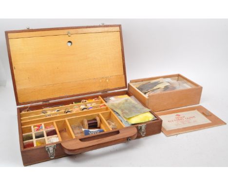 Fishing Interest - A collection of vintage 20th century fishing flies and equipment. Two boxes with trout fly tying outfit. F
