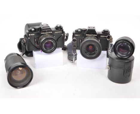 Praktica - Two vintage 20th century Praktica cameras and lenses. The collection to include a Praktica BC1 35mm SLR body, a Pr