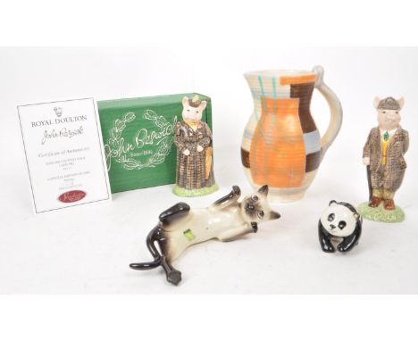 Beswick - A collection of 20th-century porcelain and ceramic pieces, comprising of a pottery jug / vase, a porcelain siamese 
