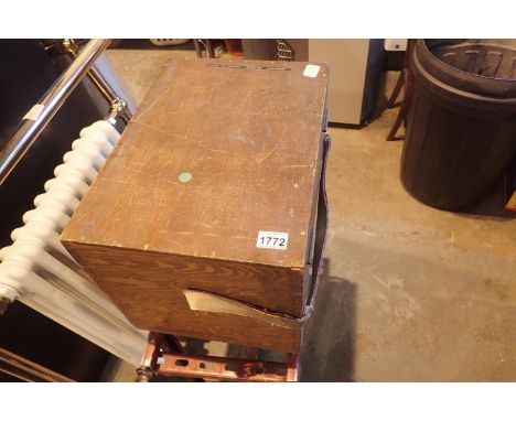 Part conveyor belt roller table and a wooden box. Not available for in-house P&amp;P, contact Paul O'Hea at Mailboxes on 0192