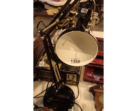 Black metal adjustable desk lamp. Not available for in-house P&amp;P, contact Paul O'Hea at Mailboxes on 01925 659133 